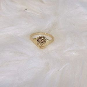 14K GP Scottish Thistle Signet Ring - Size 7